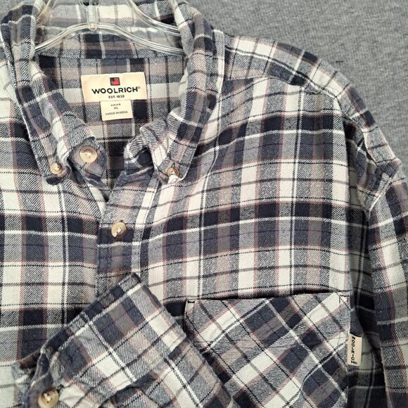 Woolrich Beige Brown Plaid Cotton Flannel Long Sleeve Shirt Men's XL - Picture 1 of 12